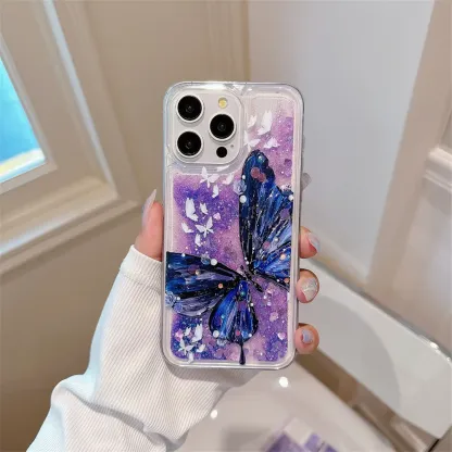 Ink and wash butterfly flower flowing sand phone case