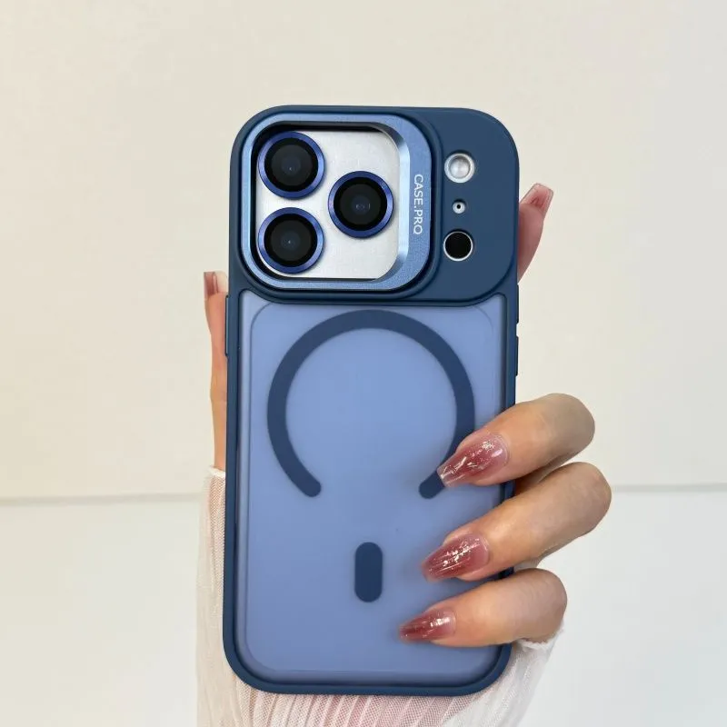 Metal lens bracket for Apple phone case; magnetic sandblasting simple