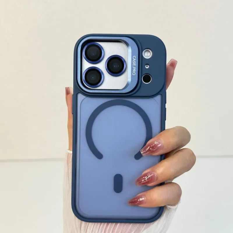 Metal lens bracket for Apple phone case; magnetic sandblasting simple