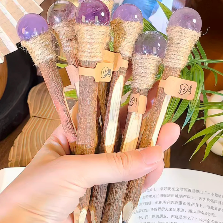 Aquamarin Handgefertigter Glückskristall-Stift