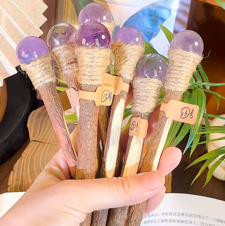 Aquamarin Handgefertigter Glückskristall-Stift