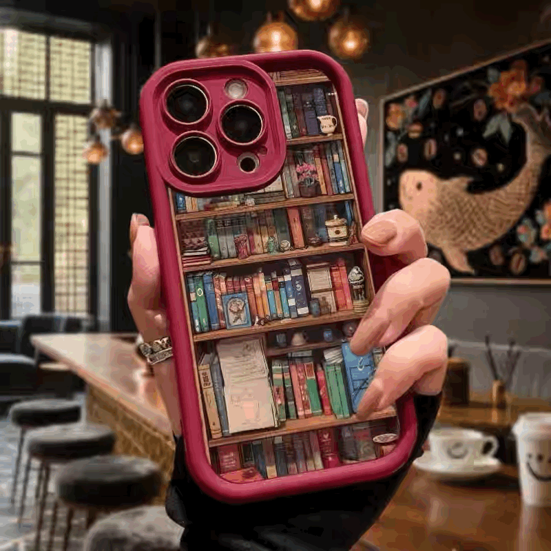 Vintage book shelf film phone case