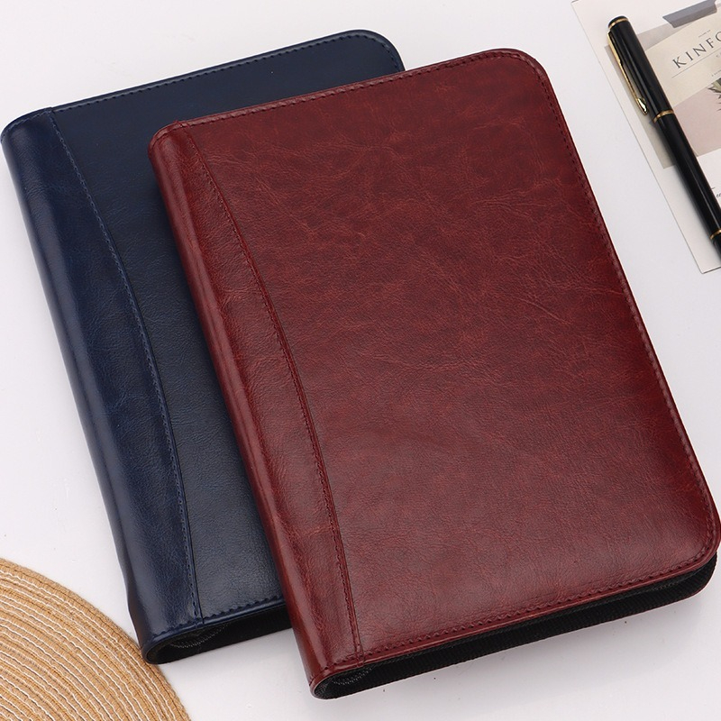 A5 Business Zipper Bag Notebook Office Storage Binder Multi-Functional Creative Manager Clip Book 