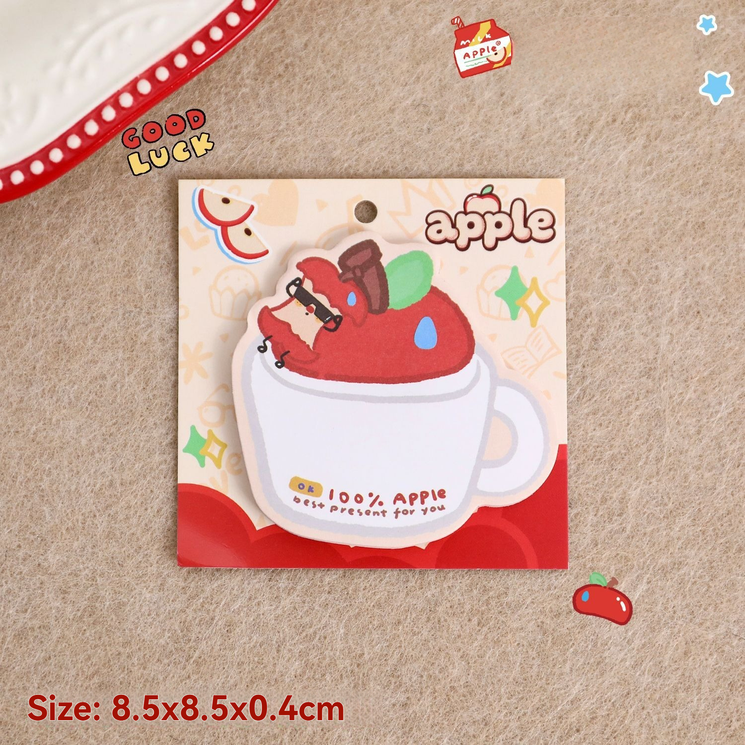 Apple Duoduo Cute Sticky Notes - N-Time Adhesive for Office