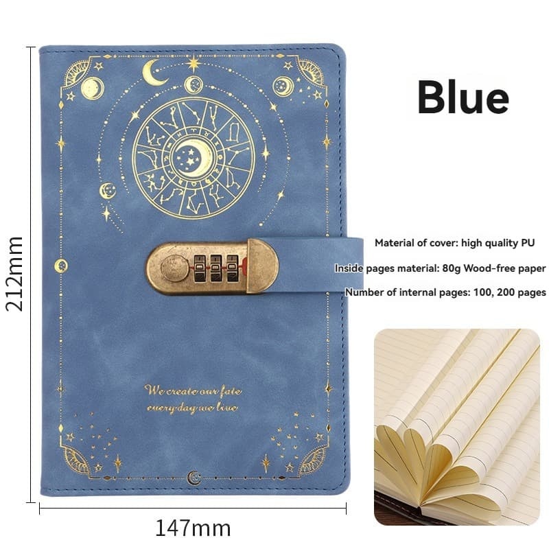 Universe Planet A5 Lock Diary - Literary Notebook