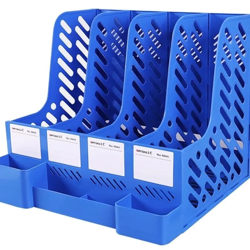 4-Grid A4 File Rack with Pen Holder - Office Desktop Organizer