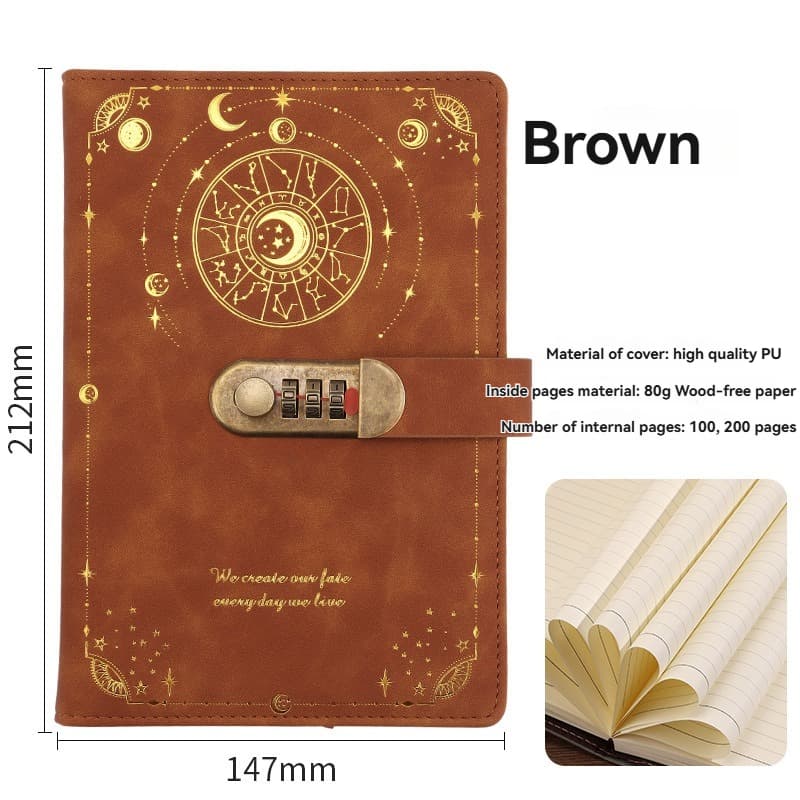 Universe Planet A5 Lock Diary - Literary Notebook