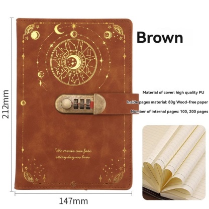 Universe Planet A5 Lock Diary - Literary Notebook