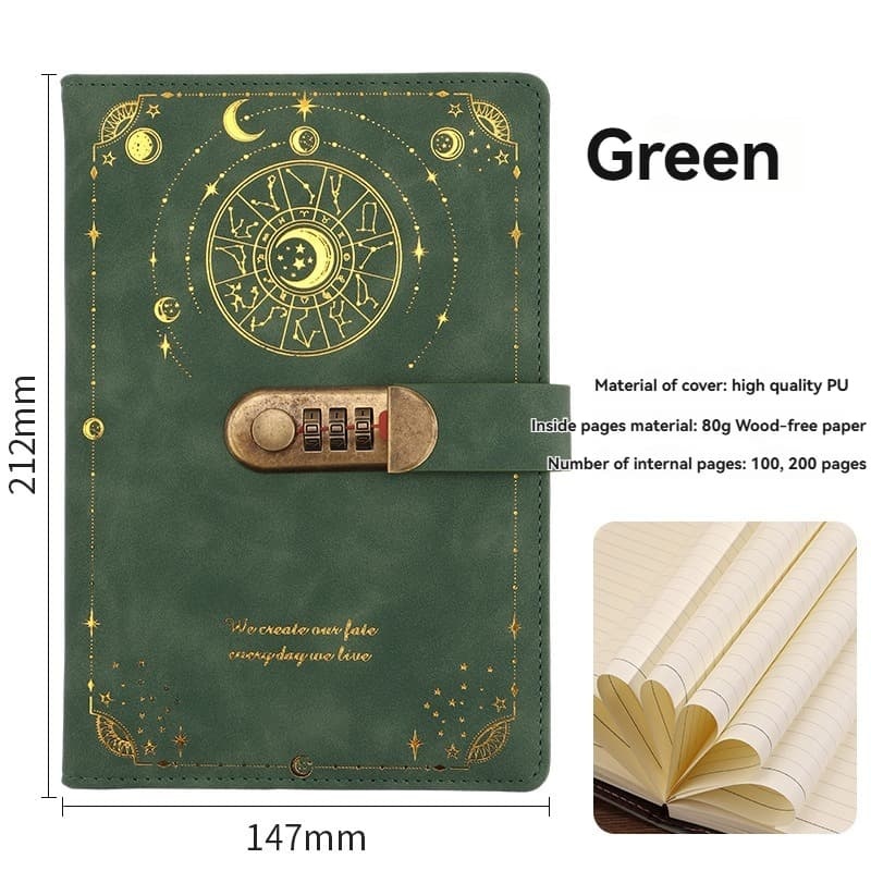 Universe Planet A5 Lock Diary - Literary Notebook