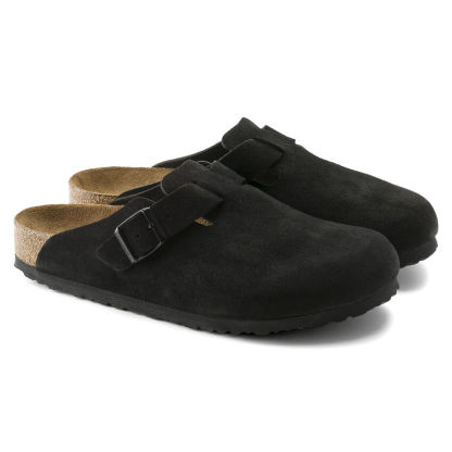 Birketthhnstock Boston Soft Footbed Suede Leather Black