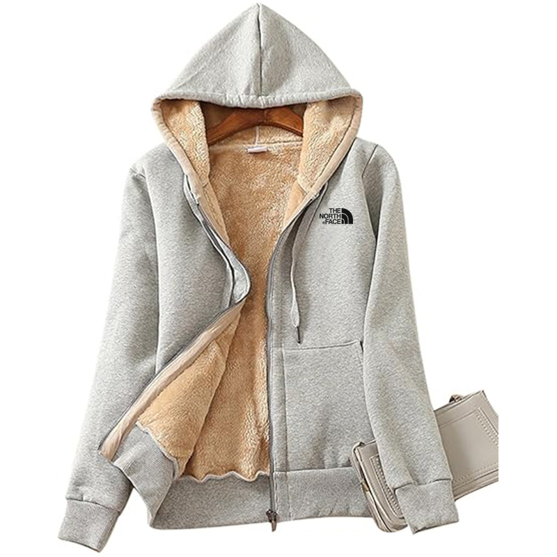 TNF Women's Casual Full Zip Up Sherpa Lined Hoodie Sweatshirt Jacket Coat