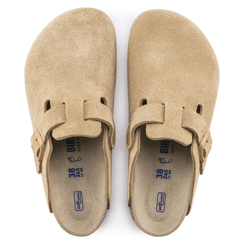 Birketthhnstock Boston Soft Footbed Suede Leather Latte Cream