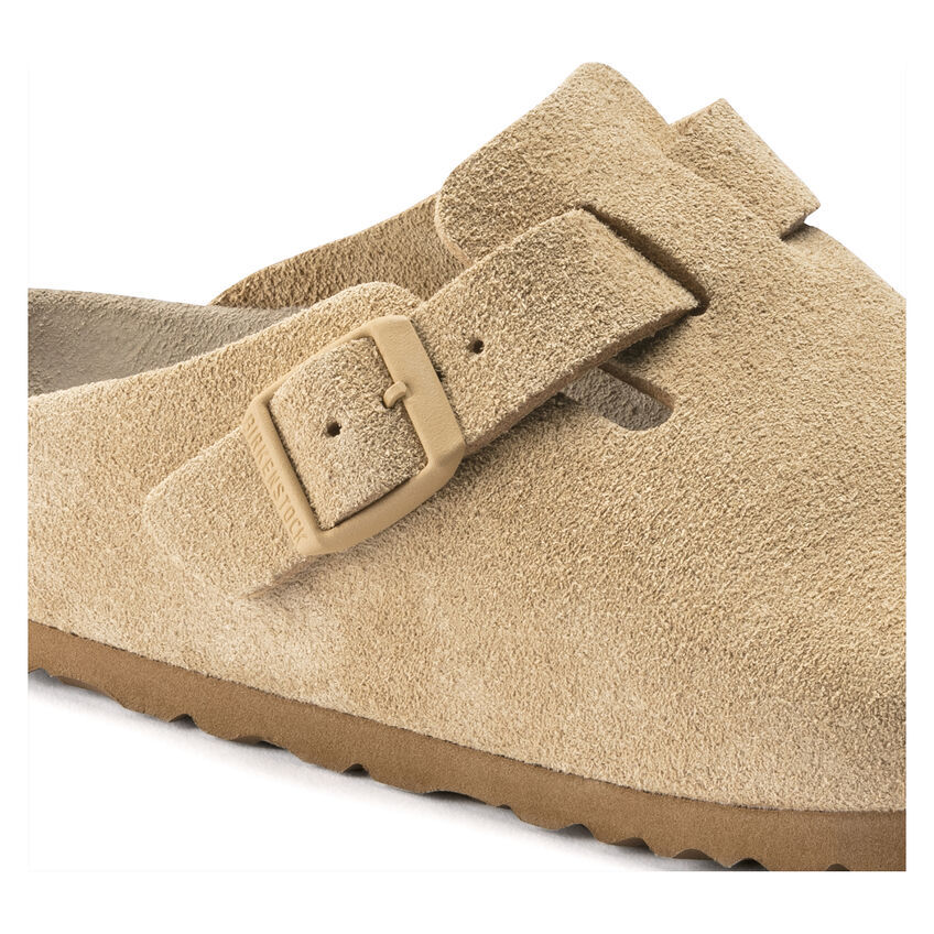 Birketthhnstock Boston Soft Footbed Suede Leather Latte Cream