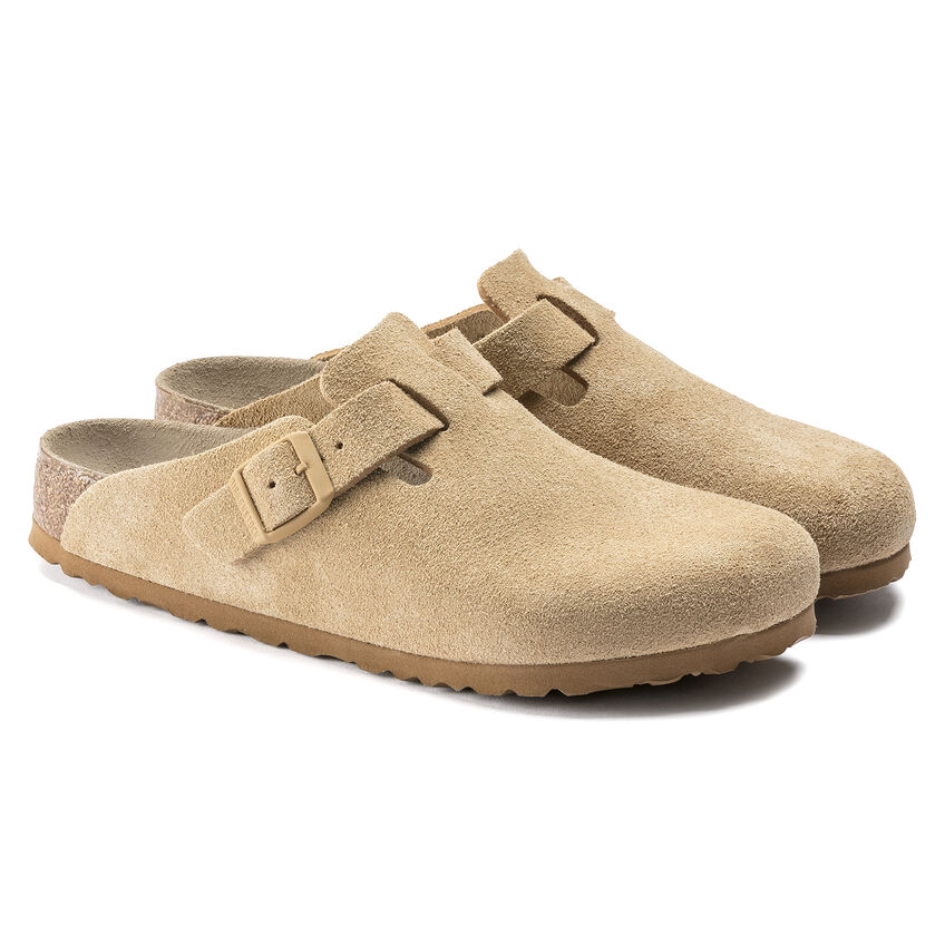 Birketthhnstock Boston Soft Footbed Suede Leather Latte Cream