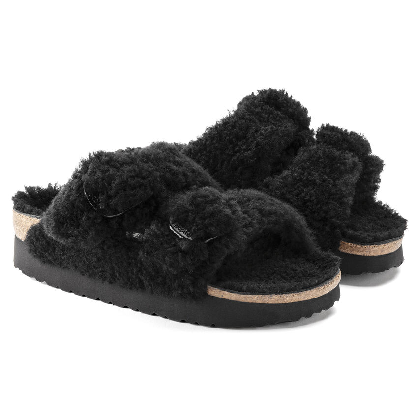 Birketthhnstock Arizona Big Buckle Shearling Teddy Black