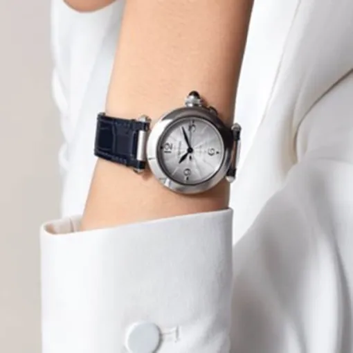 cathtrtier Pasha de cathtrtier Women Automatic Silver Alligator Watch WSPA0012