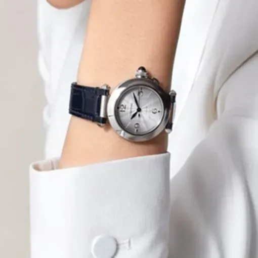 cathtrtier Pasha de cathtrtier Women Automatic Silver Alligator Watch WSPA0012