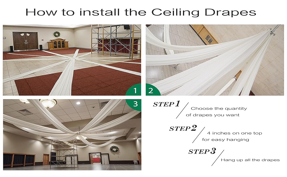 how to install the ceiling drapes