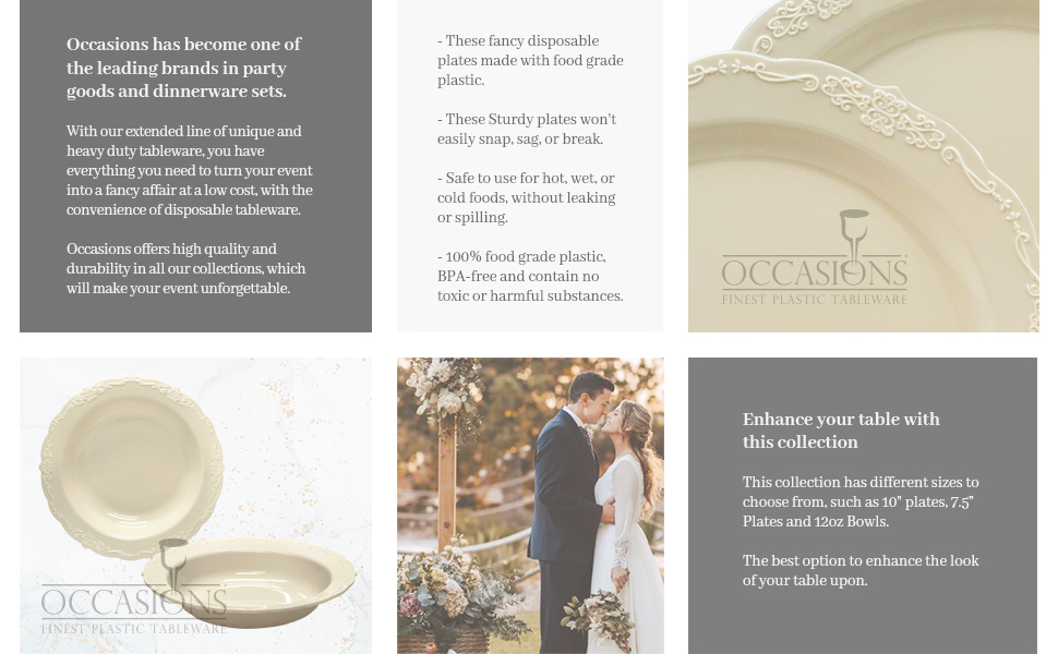 Verona Collection Plain Ivory by Occasions Disposable plates