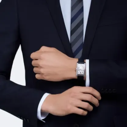 cathtrtier Tank Américaine Men Automatic Silver Alligator Watch WSTA0018