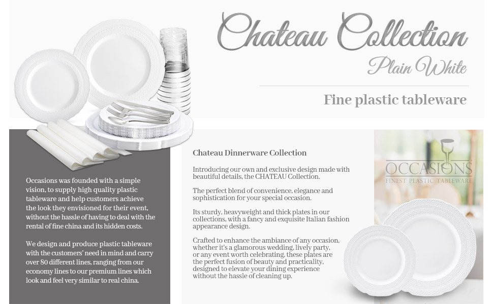 Chateau Collection Plain White by Occasions Disposable plates