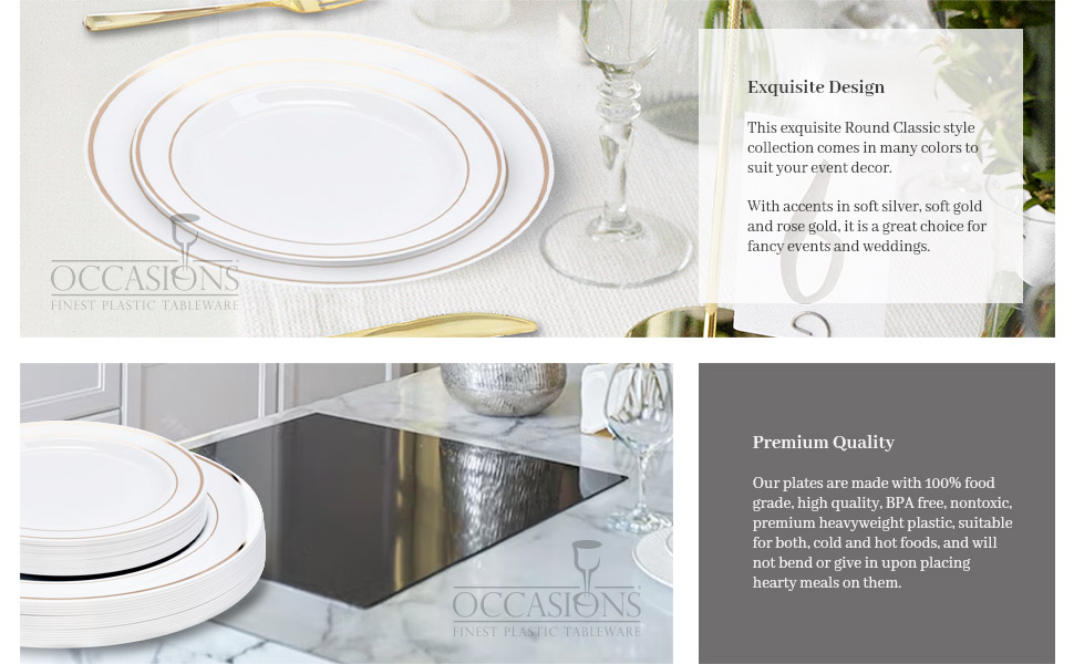 Double Rim Collection White &amp; Gold by Occasions Disposable plates2