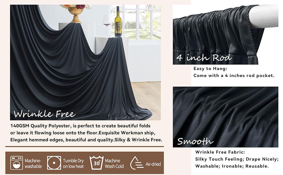 Premium 40ft Black Ceiling Drapes | Wrinkle-Free • Blackout • Reusable • Event-Ready Luxury 