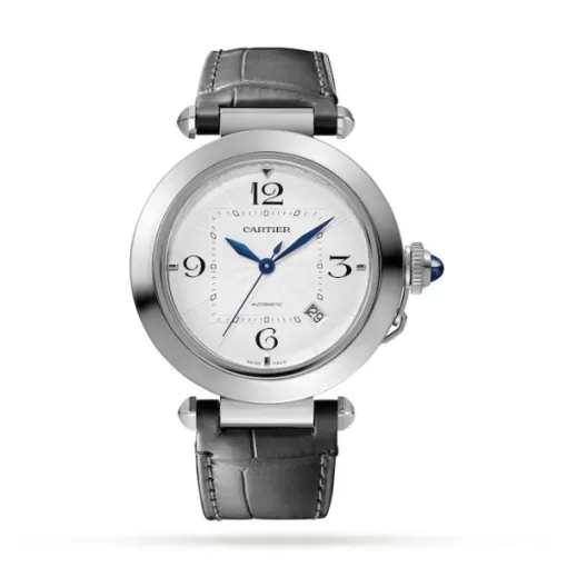 cathtrtier Pasha de cathtrtier Men Automatic Silver Alligator Watch WSPA0010