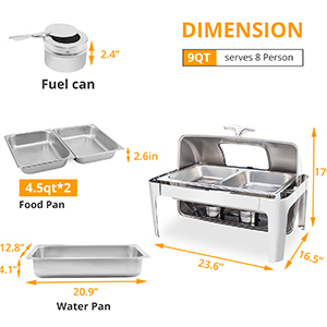 Roll Top Chafing  Dish with Glass Window