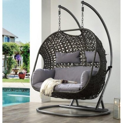 2026 Patio Wicker Swing Chair With Stand Rain Cover Included