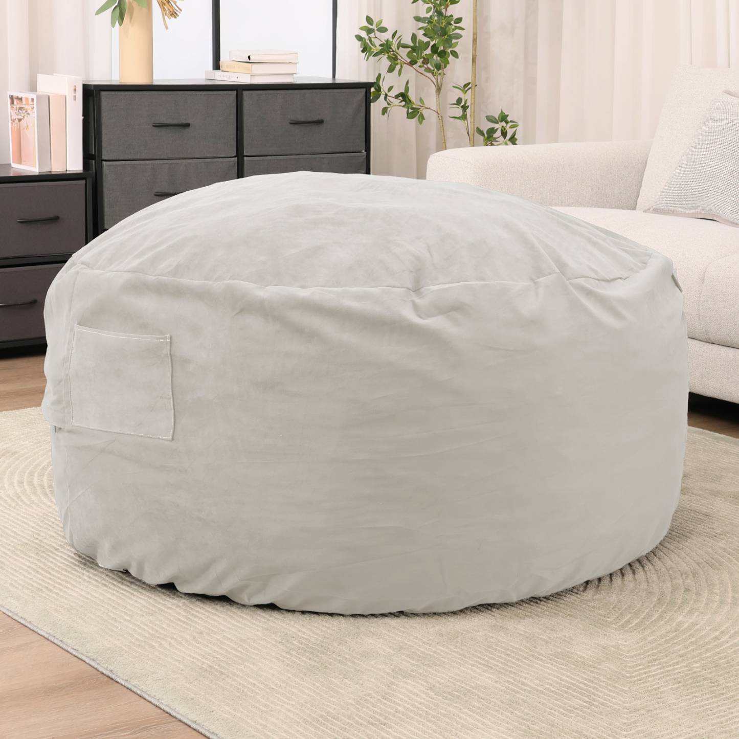 American Signature Oversized 3/4FT Bean Bag Chair for Gaming Reading Lazy Sofa Foam Filled Couch with Removable Cover Living Room Furniture