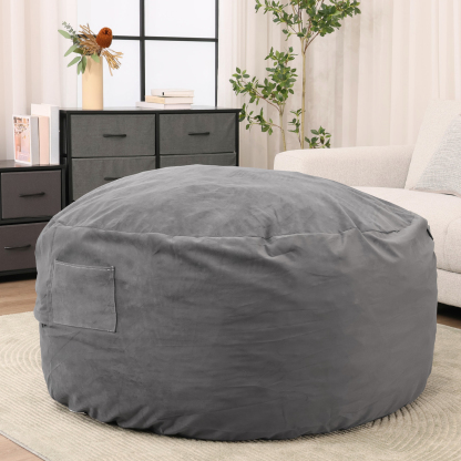 American Signature Oversized 3/4FT Bean Bag Chair for Gaming Reading Lazy Sofa Foam Filled Couch with Removable Cover Living Room Furniture