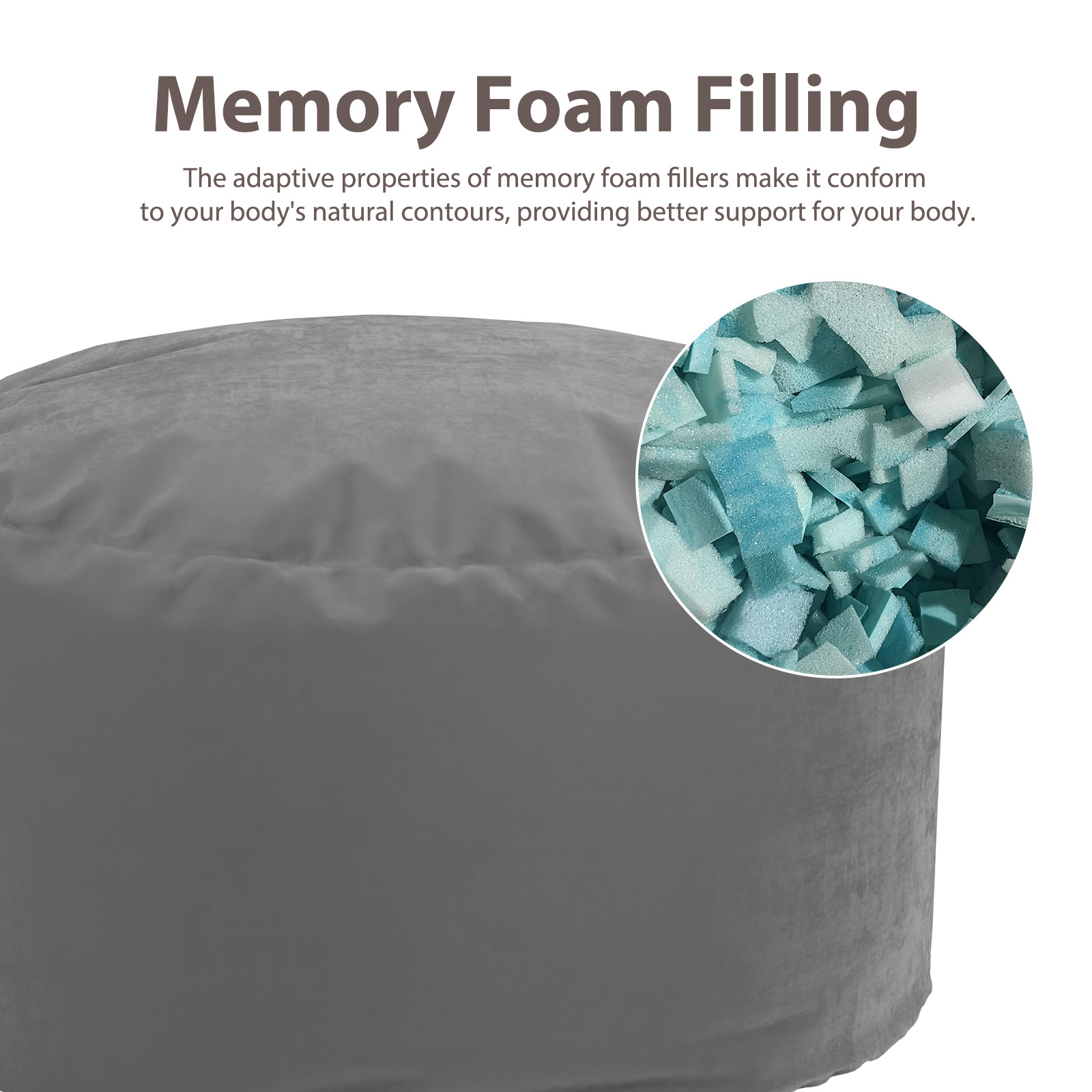 American Signature Oversized 3/4FT Bean Bag Chair for Gaming Reading Lazy Sofa Foam Filled Couch with Removable Cover Living Room Furniture