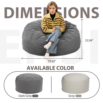 American Signature Oversized 3/4FT Bean Bag Chair for Gaming Reading Lazy Sofa Foam Filled Couch with Removable Cover Living Room Furniture