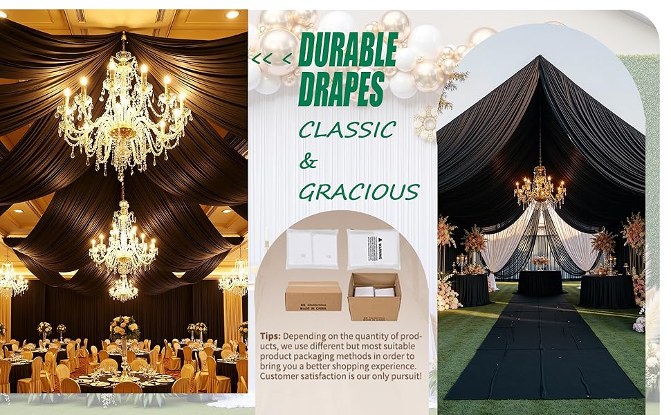 Premium 40ft Black Ceiling Drapes | Wrinkle-Free • Blackout • Reusable • Event-Ready Luxury 
