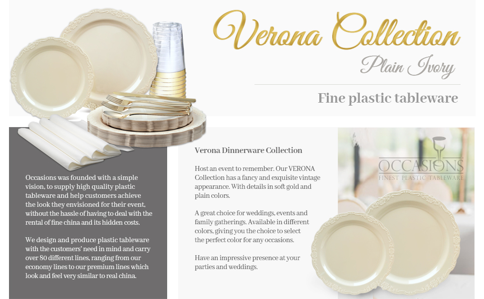 Verona Collection Plain Ivory by Occasions Disposable plates 1