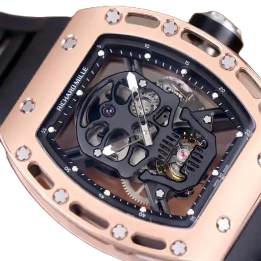 Richthtard Mithtlle RM 52-01 Tourbillon  Skull  Dial Rose Gold Detailed Replica