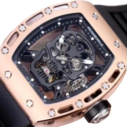 Richthtard Mithtlle RM 52-01 Tourbillon  Skull  Dial Rose Gold Detailed Replica