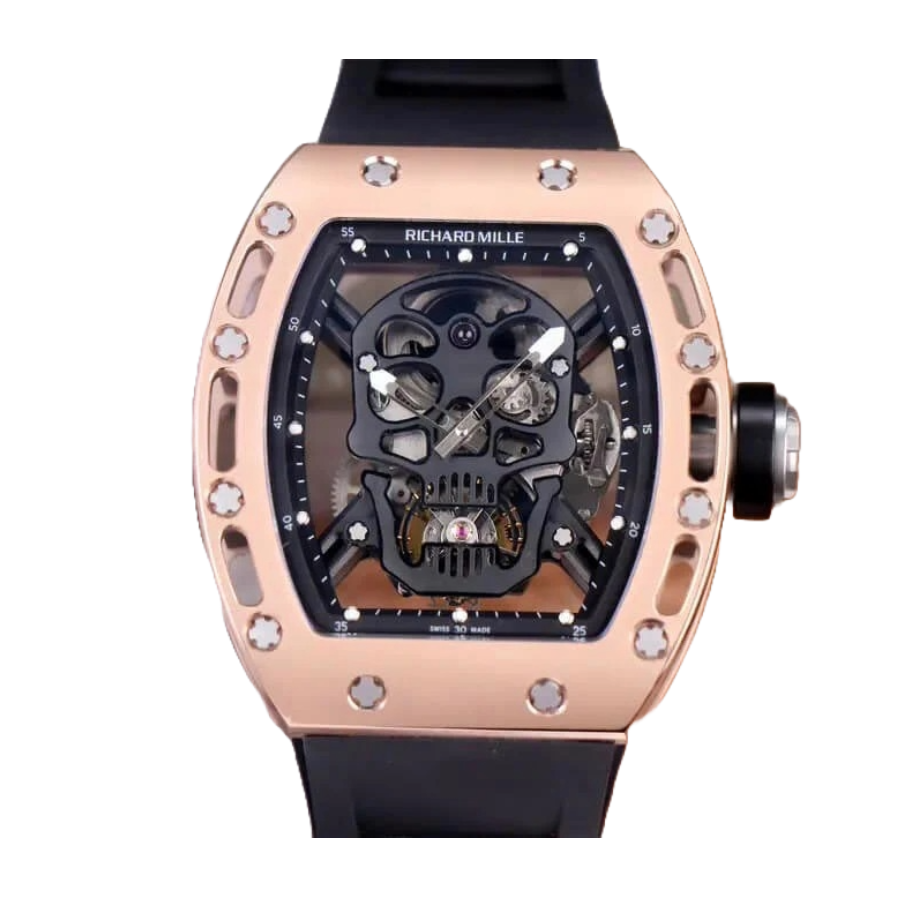 Richthtard Mithtlle RM 52-01 Tourbillon  Skull  Dial Rose Gold Detailed Replica