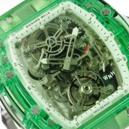 Richthtard Mithtlle RM 56-01 Tourbillon Green Transparent Superior Replica