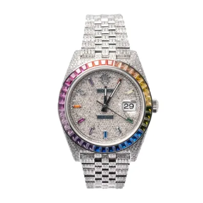 rolthtex Datejust 126300  Iced Out Rainbow  True Clone 1:1