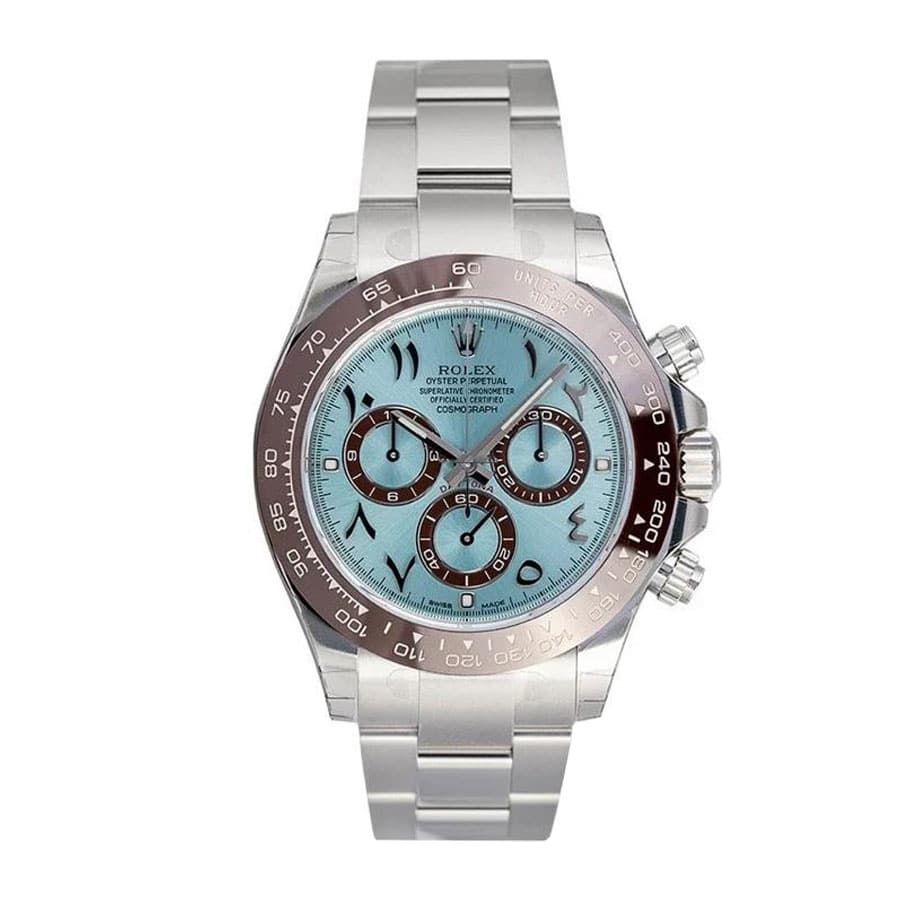 rolthtex Cosmograph Daytona 116506  Platinum Ice-Blue Arabic Dial  Mirror Replica 1:1