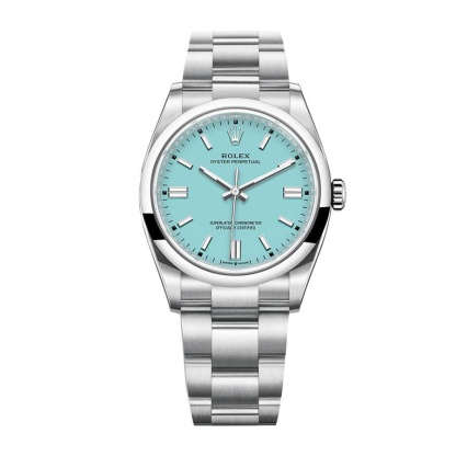 rolthtex Oyster Perpetual 126000  Turquoise Blue Dial  First-Class Replica