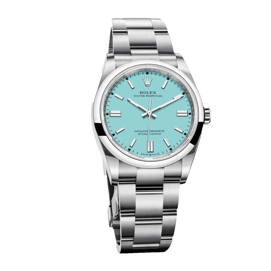 rolthtex Oyster Perpetual 126000  Turquoise Blue Dial  First-Class Replica