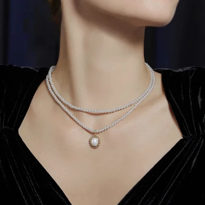 【45% OFF】PEARL NECKLACE - DOUBLE LAYER