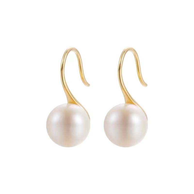 Light luxury simple geometric pearl drop earrings