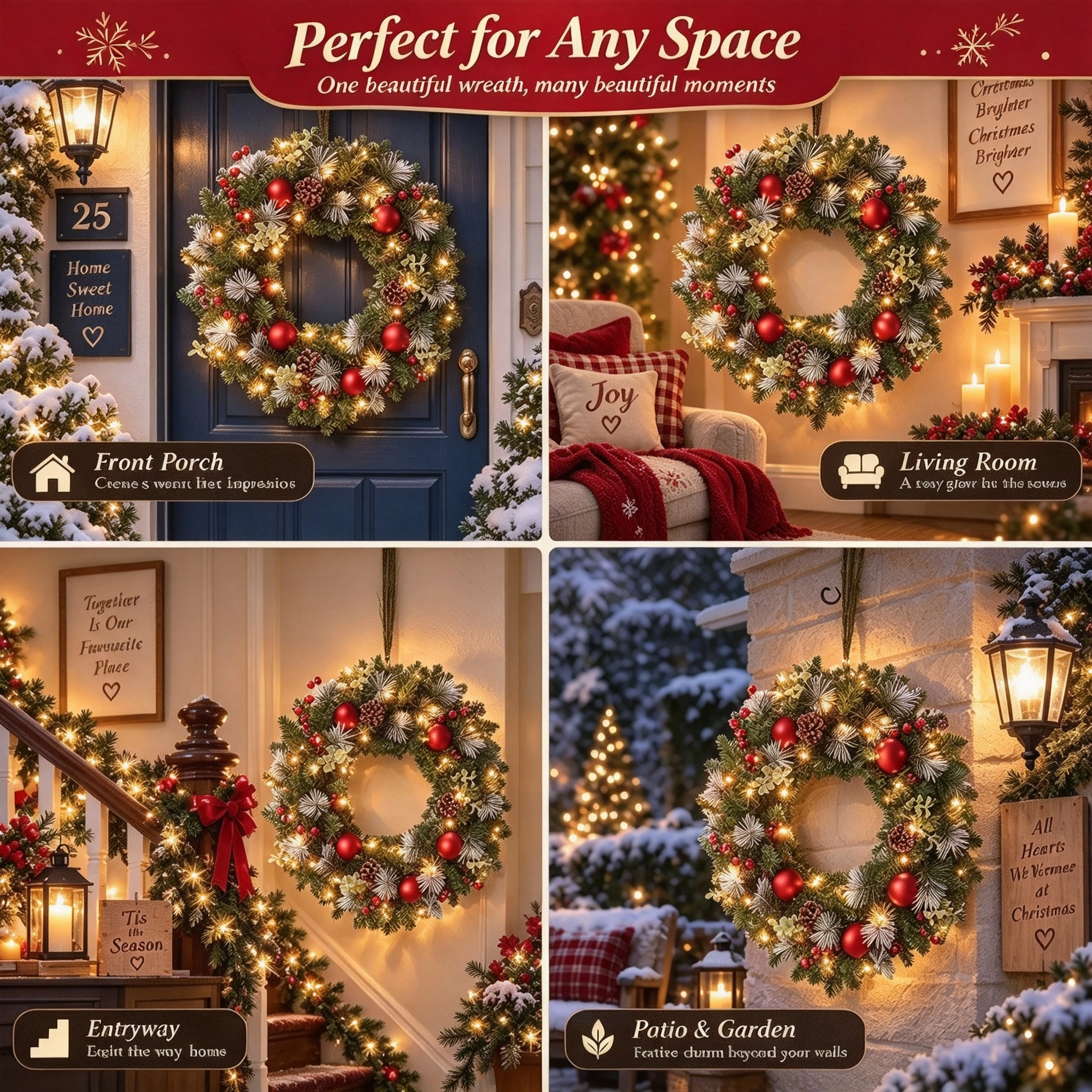 ✨Last Day 49% OFF✨Red Berry & Pinecone Christmas Wreath