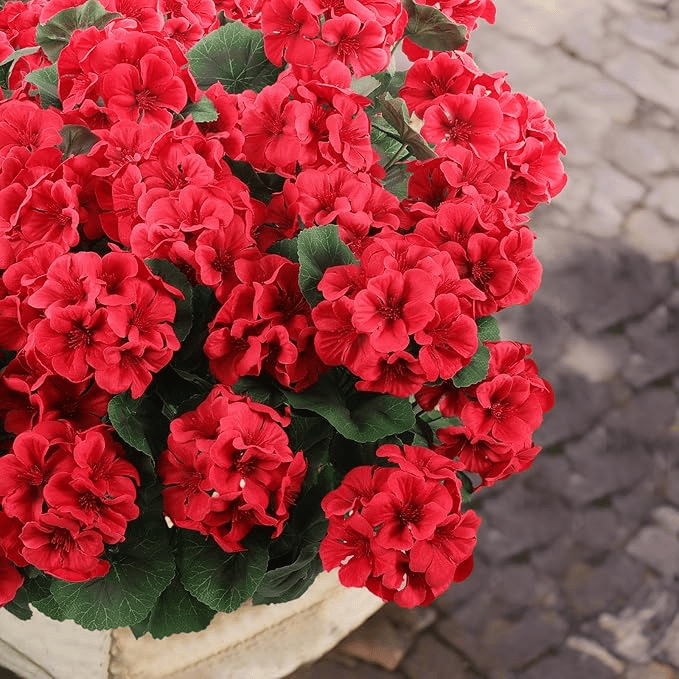 Artificial Geranium Flowers for Outdoors UV Resistant Garden Plants Faux Flowers for Home Kitchen Table Centerpieces Decor