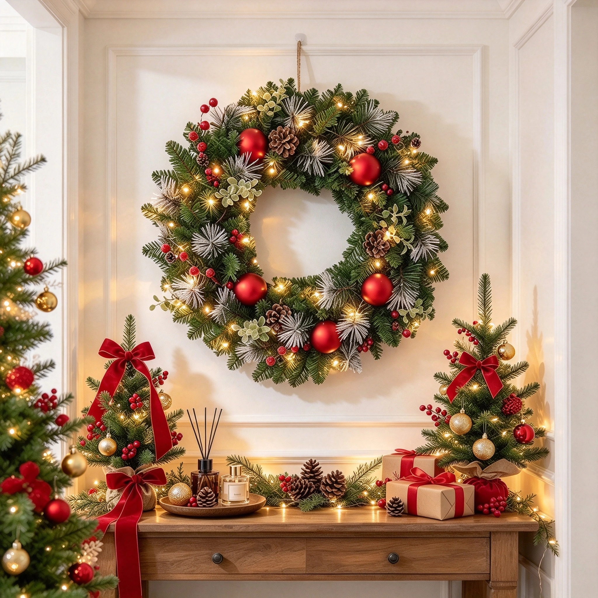 ✨Last Day 49% OFF✨Red Berry & Pinecone Christmas Wreath