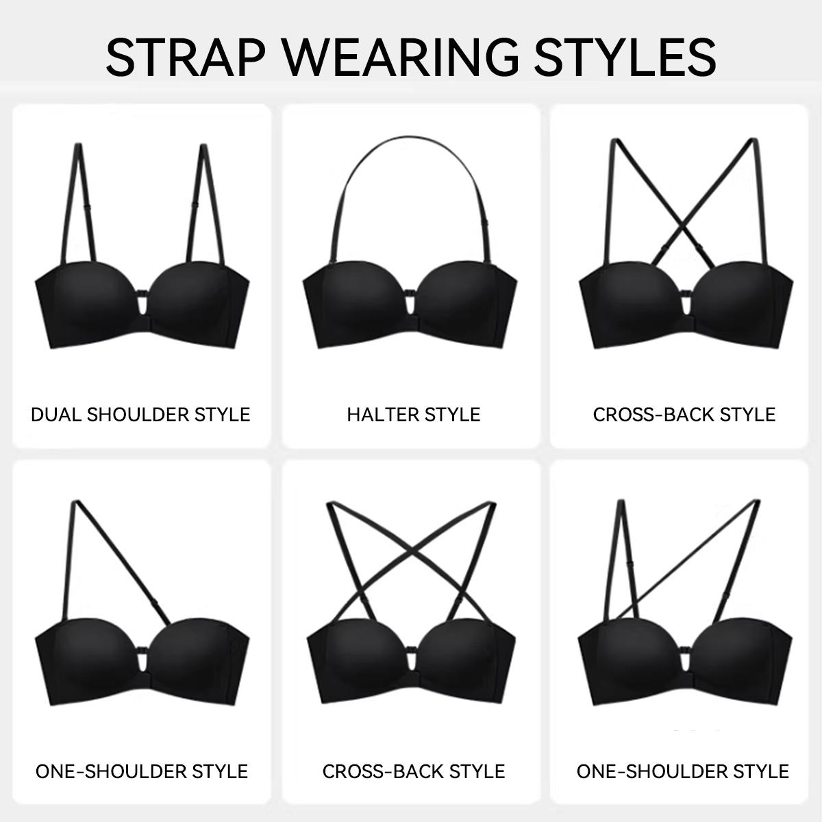 LUCKMEEY Womens Strapless Front Closure Bra Push Up Padded Add Cup Non Slip Wireless Supportive Seamless Comfortable Tube Jelly Bra A B C Cup LUCKMEEY Womens Strapless Front Closure Bra Push Up Padded Add Cup Non Slip Wireless Supportive Seamless Comfortable Tube Jelly Bra A B C Cup